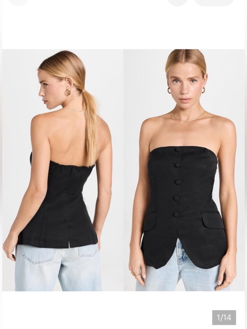 Reformation Tonya Strapless Bustier Blazer Top Black Size 4